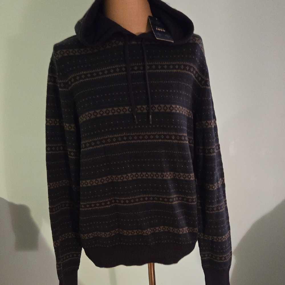 Izod Navy and Green Hooded Sweater
